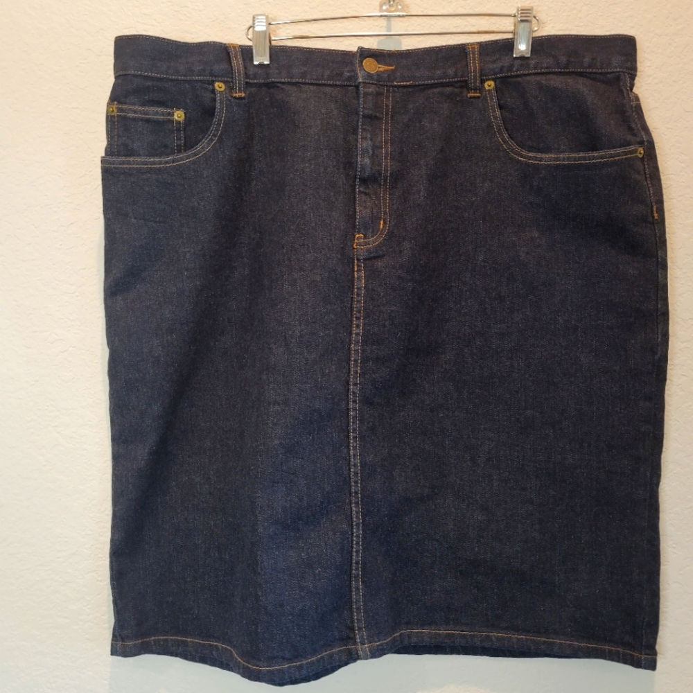 Ralph Lauren plus size 18w Pencil Denim Skirt Straight-Cut Dark Wash